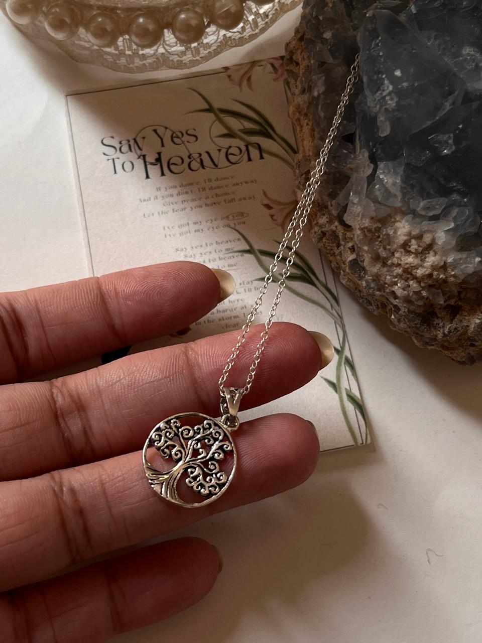 Handcrafted Tree of Life Pendant Necklace in Sterling Silver  