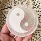 Powerful Yin Yang symbol etched on selenite charging plate