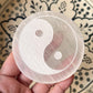 Selenite charging plate with Yin Yang symbol