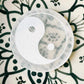 Selenite plate for meditation with Yin Yang design