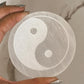 Selenite charging plate with harmonious Yin Yang symbol