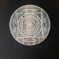Shree Yantra etched on selenite crystal charging plate
