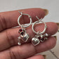 Heart, Red CZ, Pearl Removal Charms 925 Sterling Silver Italian Hoops