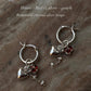Heart, Red CZ, Pearl Removal Charms 925 Sterling Silver Italian Hoops