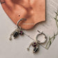 Black, Burgundy Pearl Removal Charms 925 Sterling Silver Italian Hoops