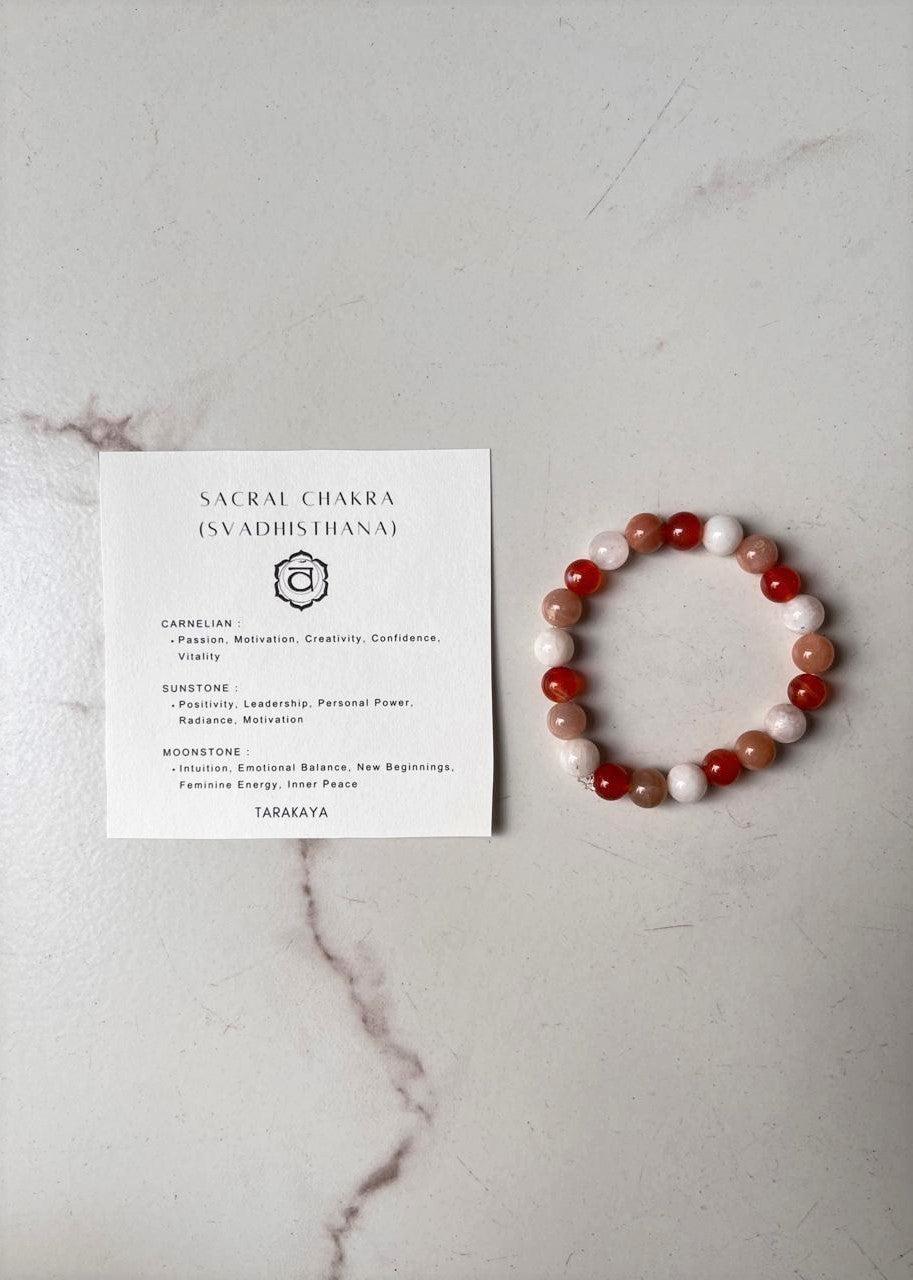 Sacral Chakra (Svadhisthana) 8mm Natural Crystal Bracelet