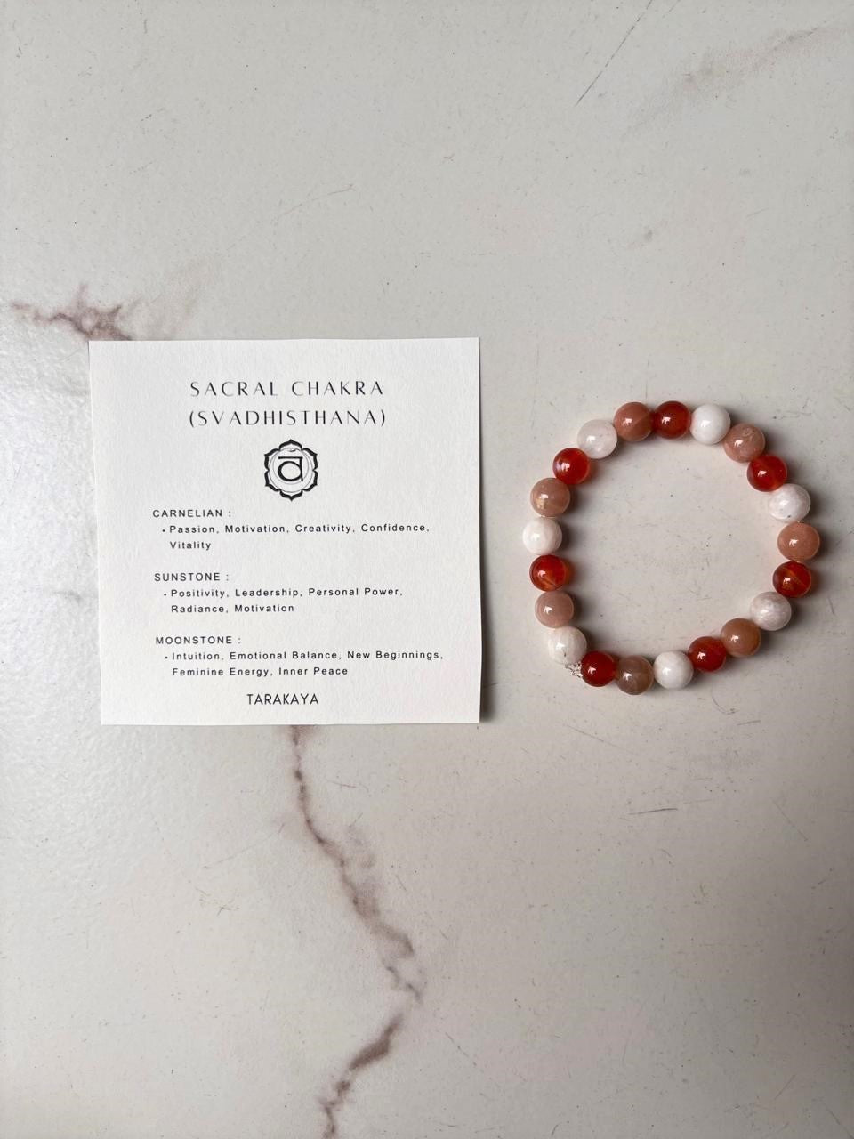 Sacral Chakra (Svadhisthana) 8mm Natural Crystal Bracelet