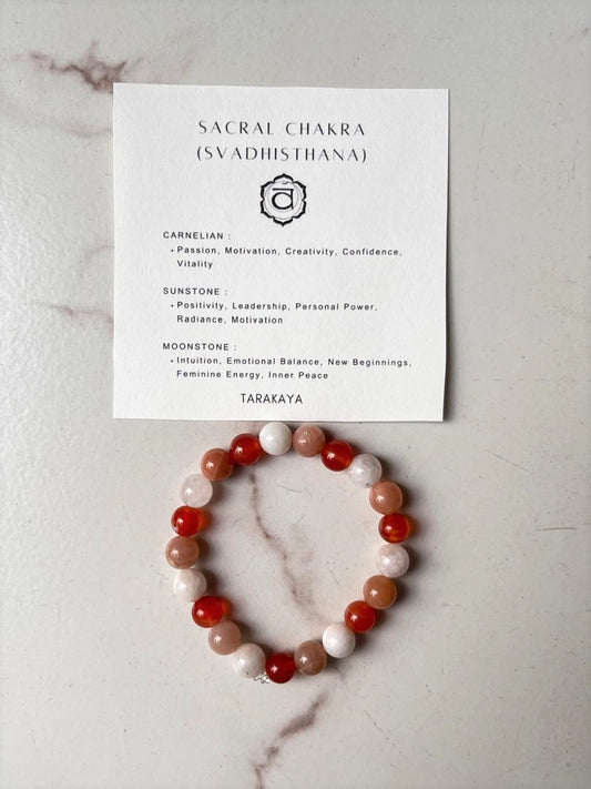 Sacral Chakra (Svadhisthana) 8mm Natural Crystal Bracelet