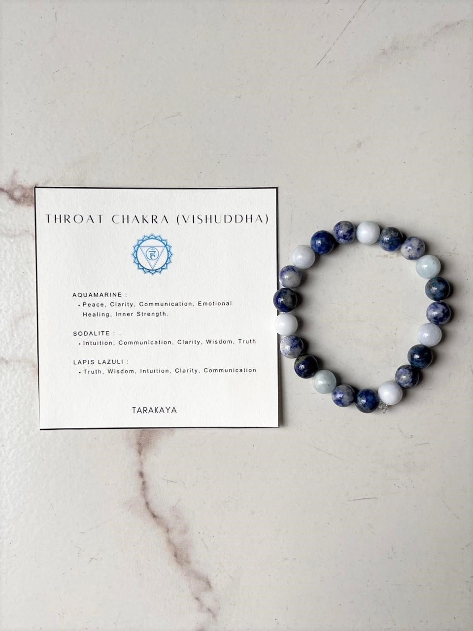Throat Chakra (Vishuddha) 8mm Natural Crystal Bracelet