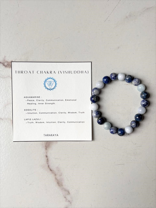 Throat Chakra (Vishuddha) 8mm Natural Crystal Bracelet