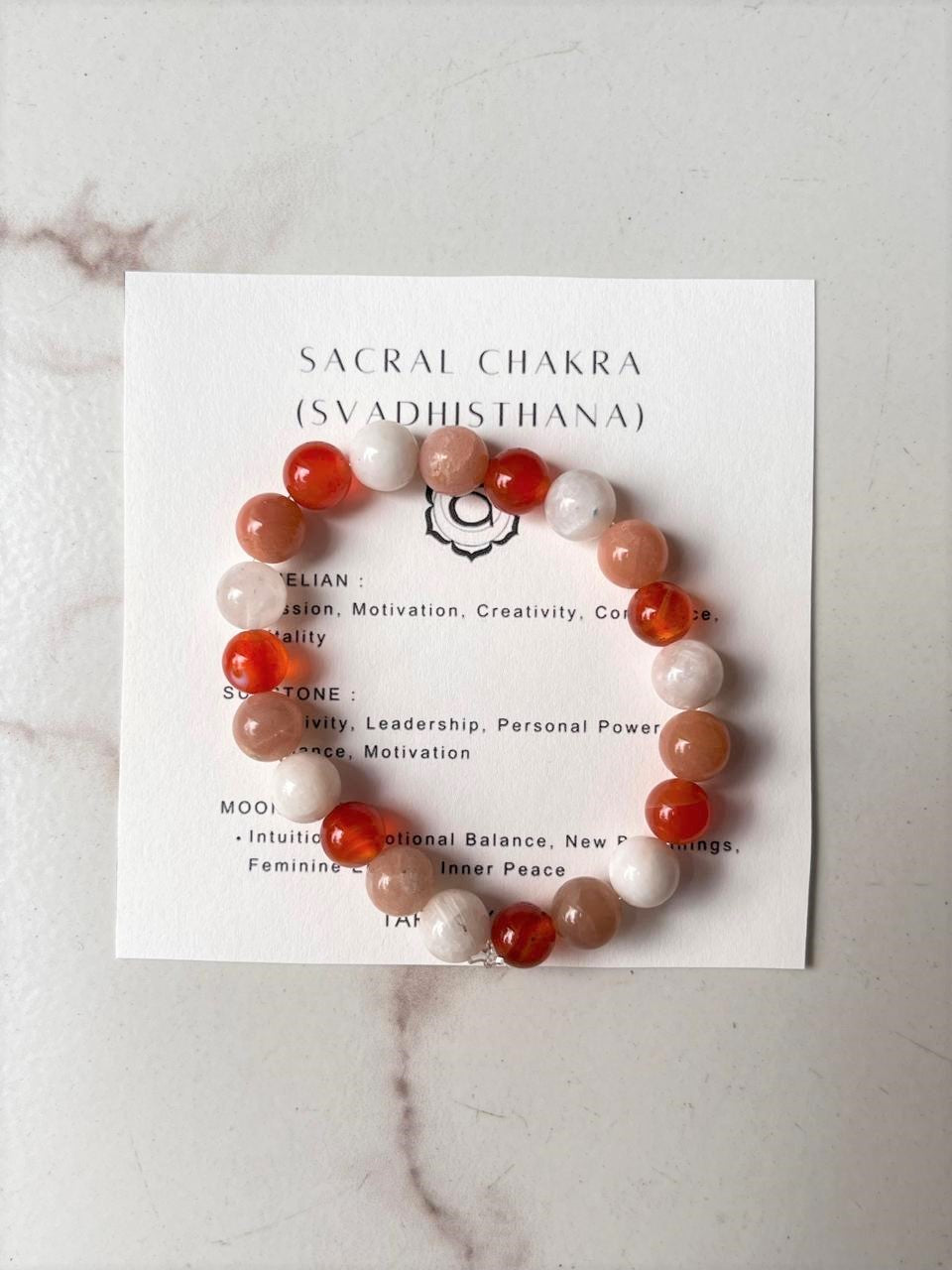 Sacral Chakra (Svadhisthana) 8mm Natural Crystal Bracelet