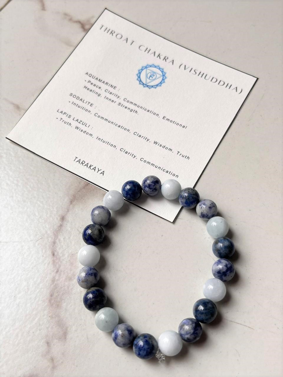 Throat Chakra (Vishuddha) 8mm Natural Crystal Bracelet