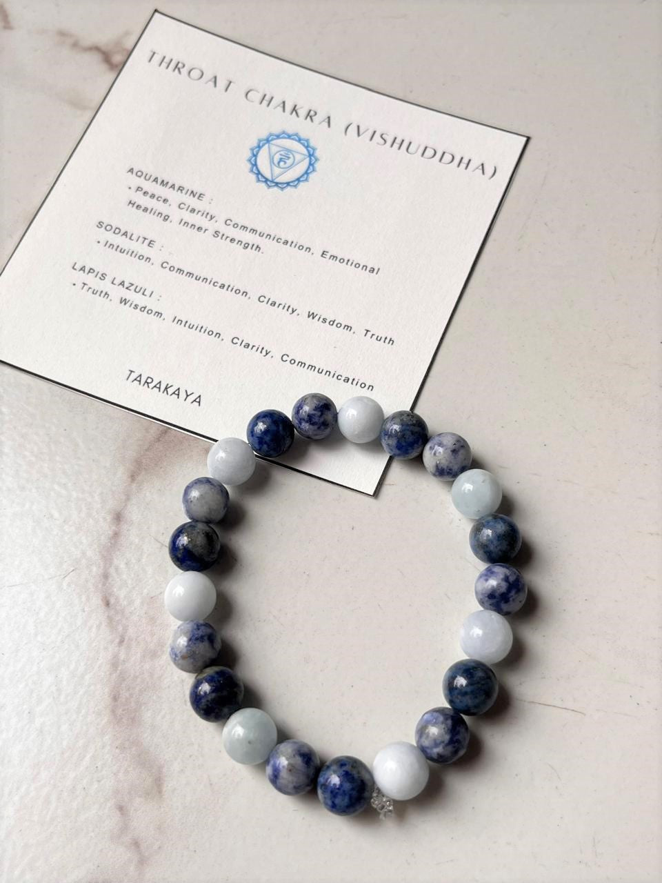 Throat Chakra (Vishuddha) 8mm Natural Crystal Bracelet