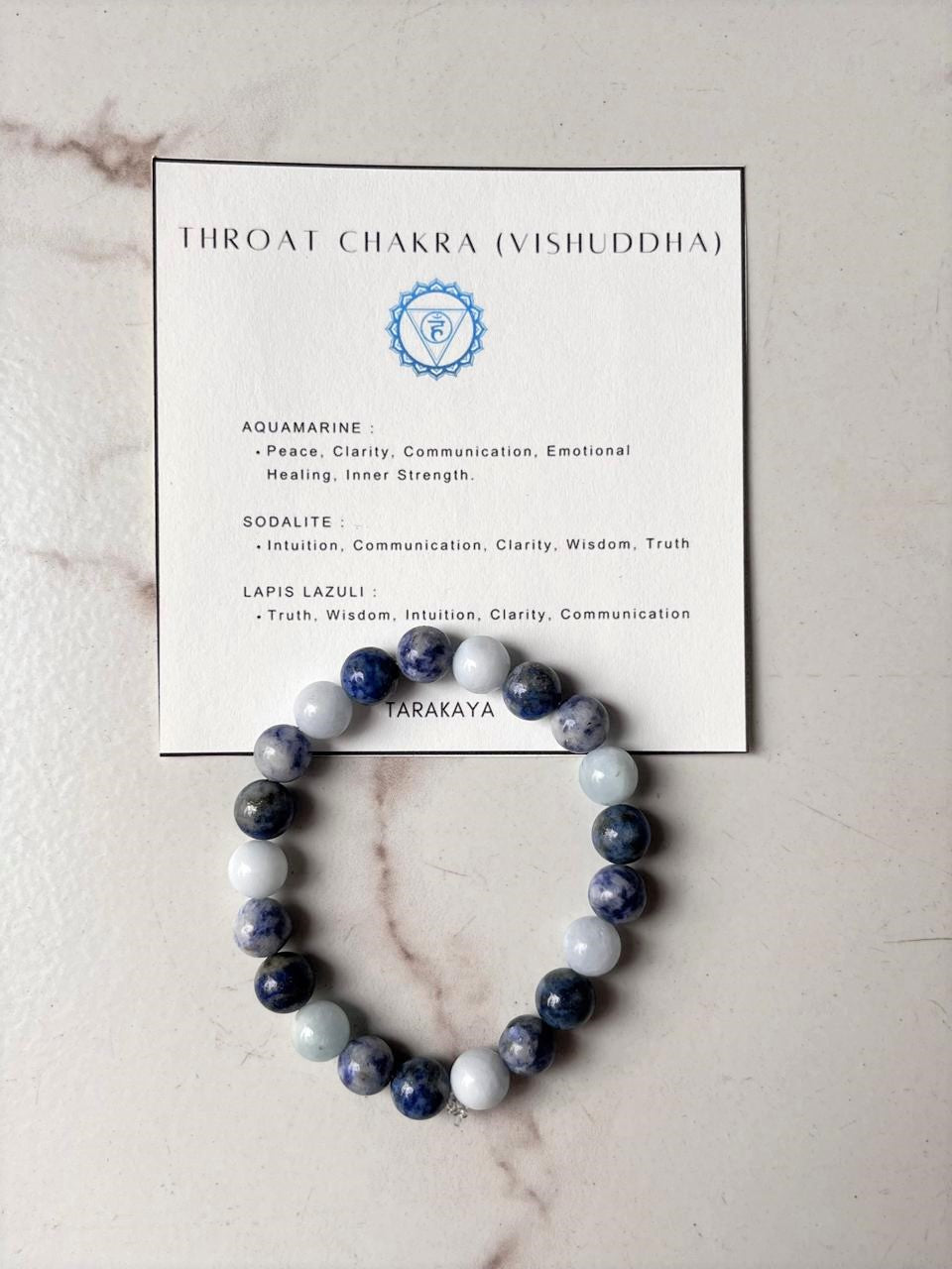 Throat Chakra (Vishuddha) 8mm Natural Crystal Bracelet