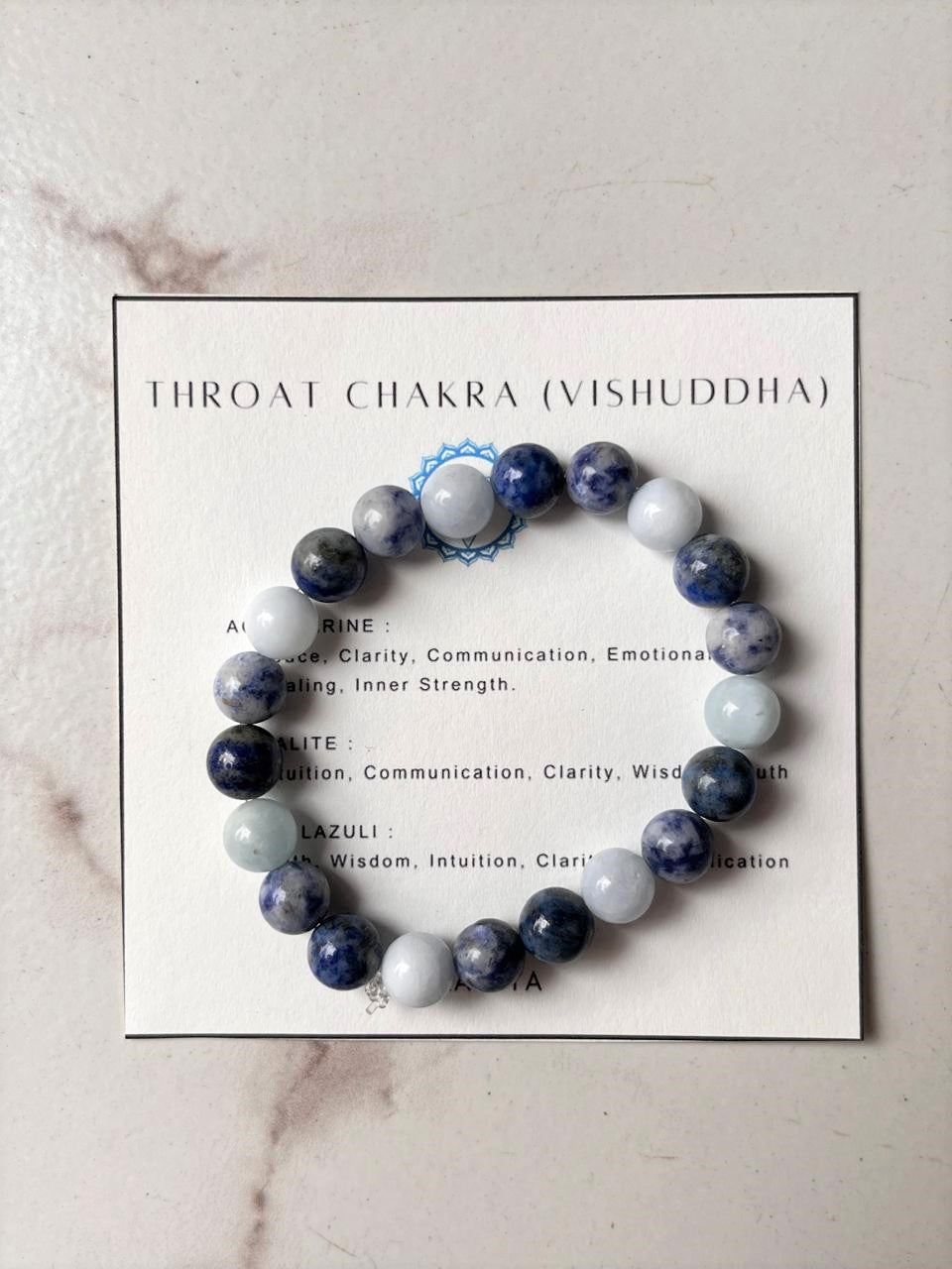 Throat Chakra (Vishuddha) 8mm Natural Crystal Bracelet