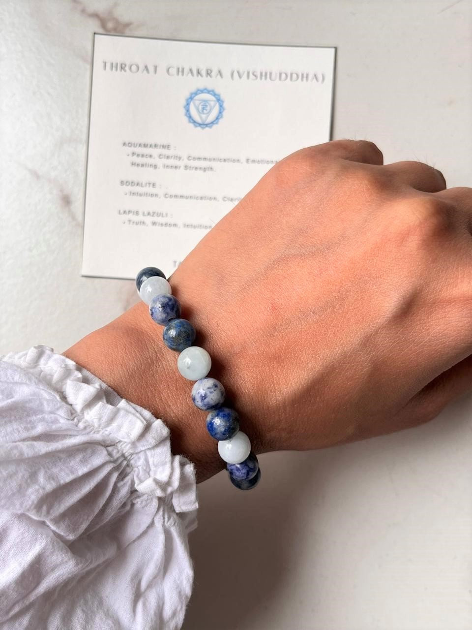 Throat Chakra (Vishuddha) 8mm Natural Crystal Bracelet