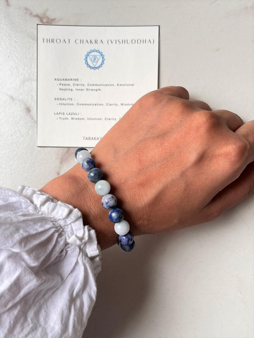 Throat Chakra (Vishuddha) 8mm Natural Crystal Bracelet
