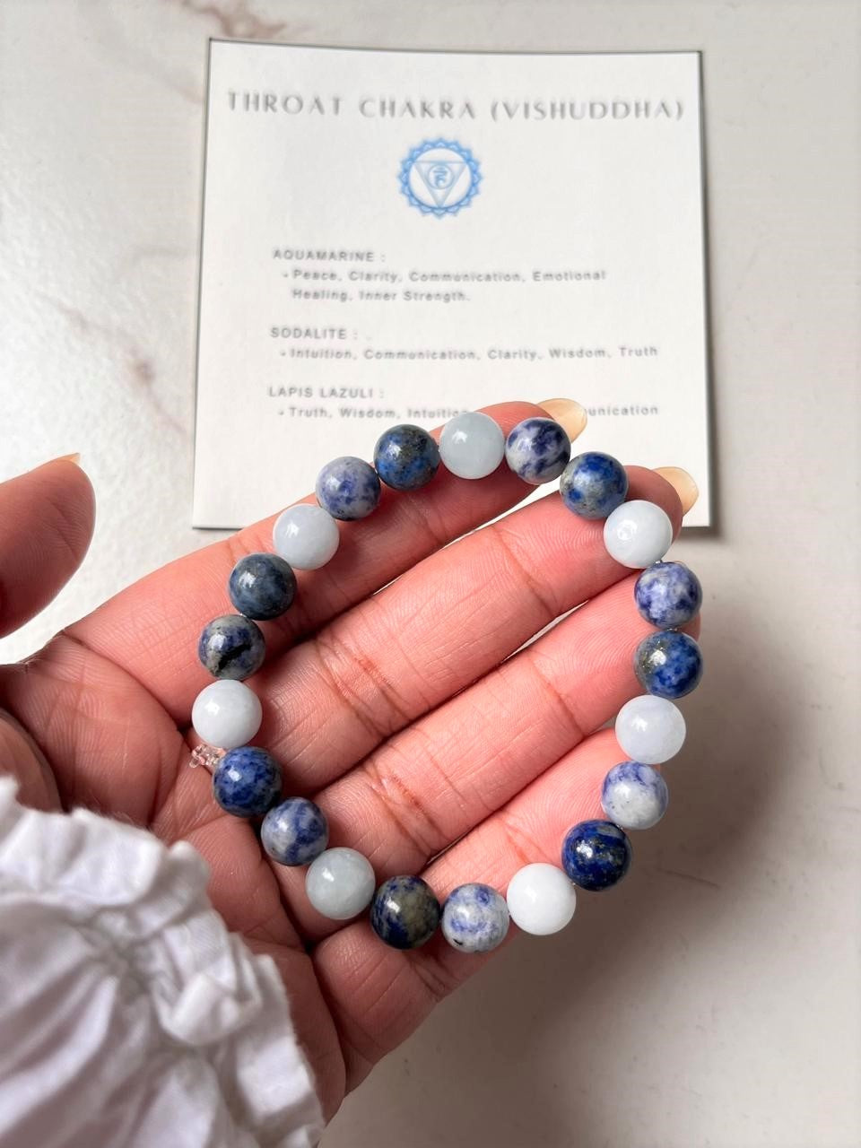 Throat Chakra (Vishuddha) 8mm Natural Crystal Bracelet
