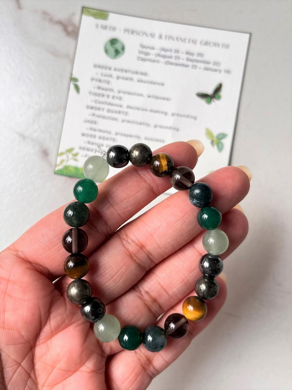 Earth- Personal & Financial Growth 8mm Natural Crystal Bracelet