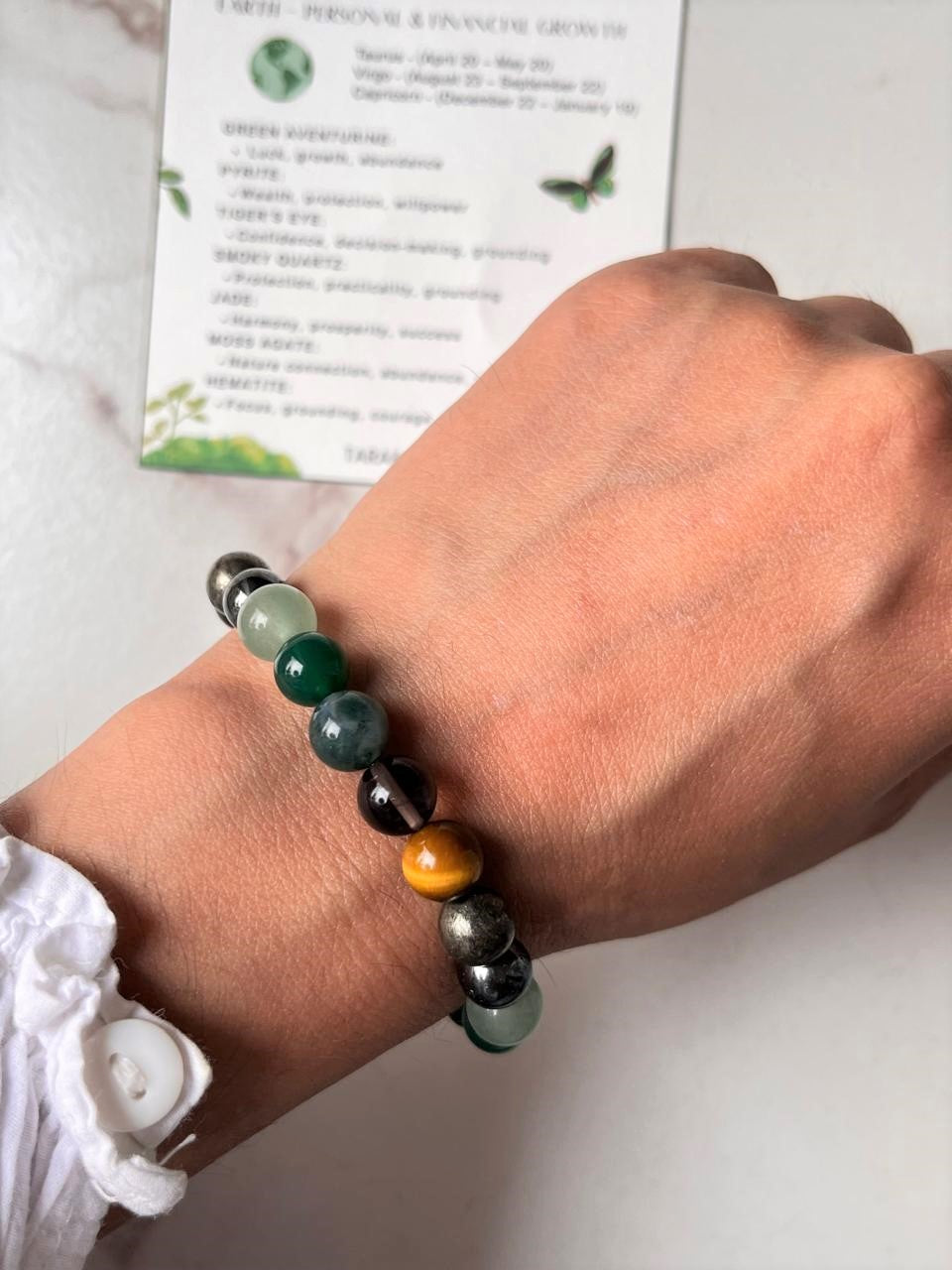 Earth- Personal & Financial Growth 8mm Natural Crystal Bracelet
