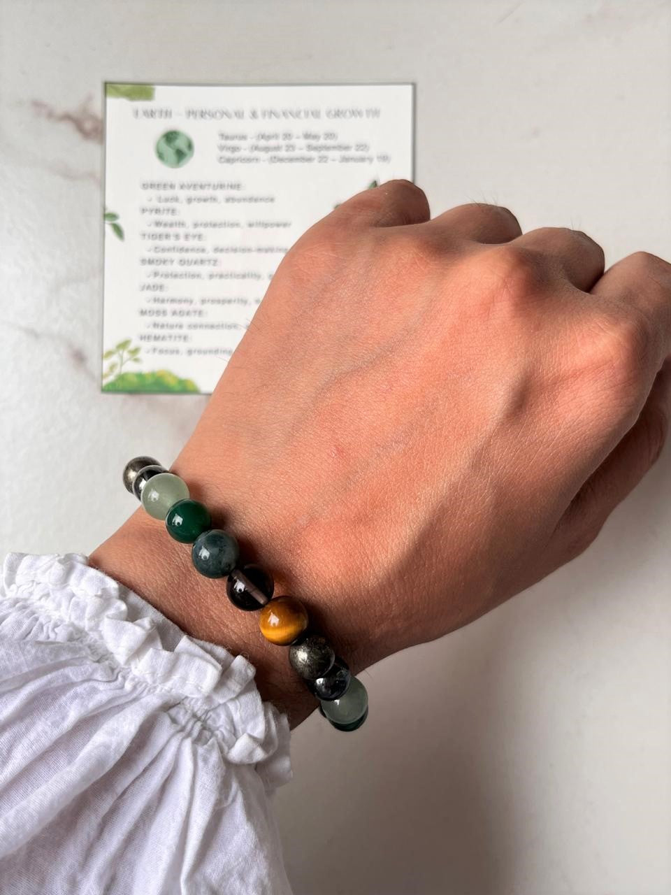 Earth- Personal & Financial Growth 8mm Natural Crystal Bracelet