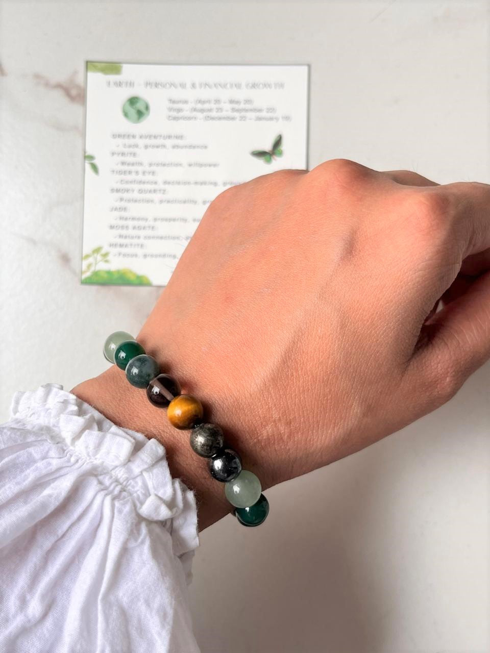 Earth- Personal & Financial Growth 8mm Natural Crystal Bracelet