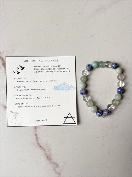 Air- Mind & Balance 8mm Natural Crystal Bracelet