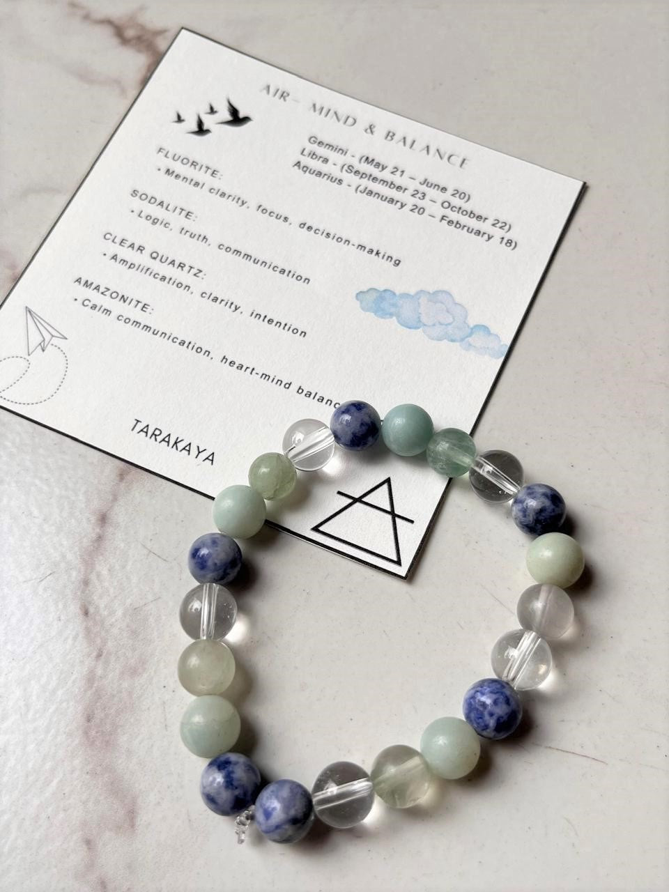 Air- Mind & Balance 8mm Natural Crystal Bracelet