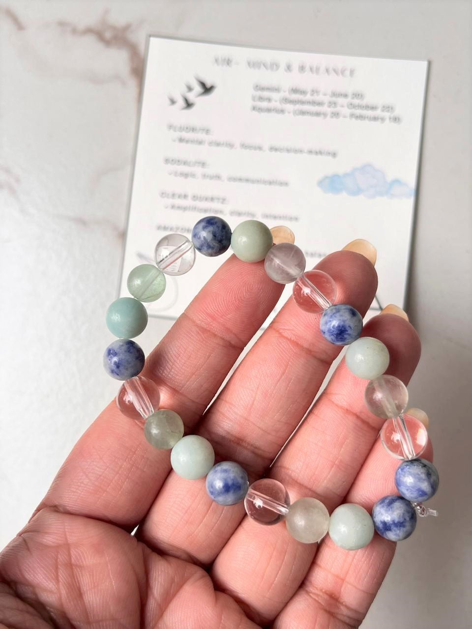 Air- Mind & Balance 8mm Natural Crystal Bracelet