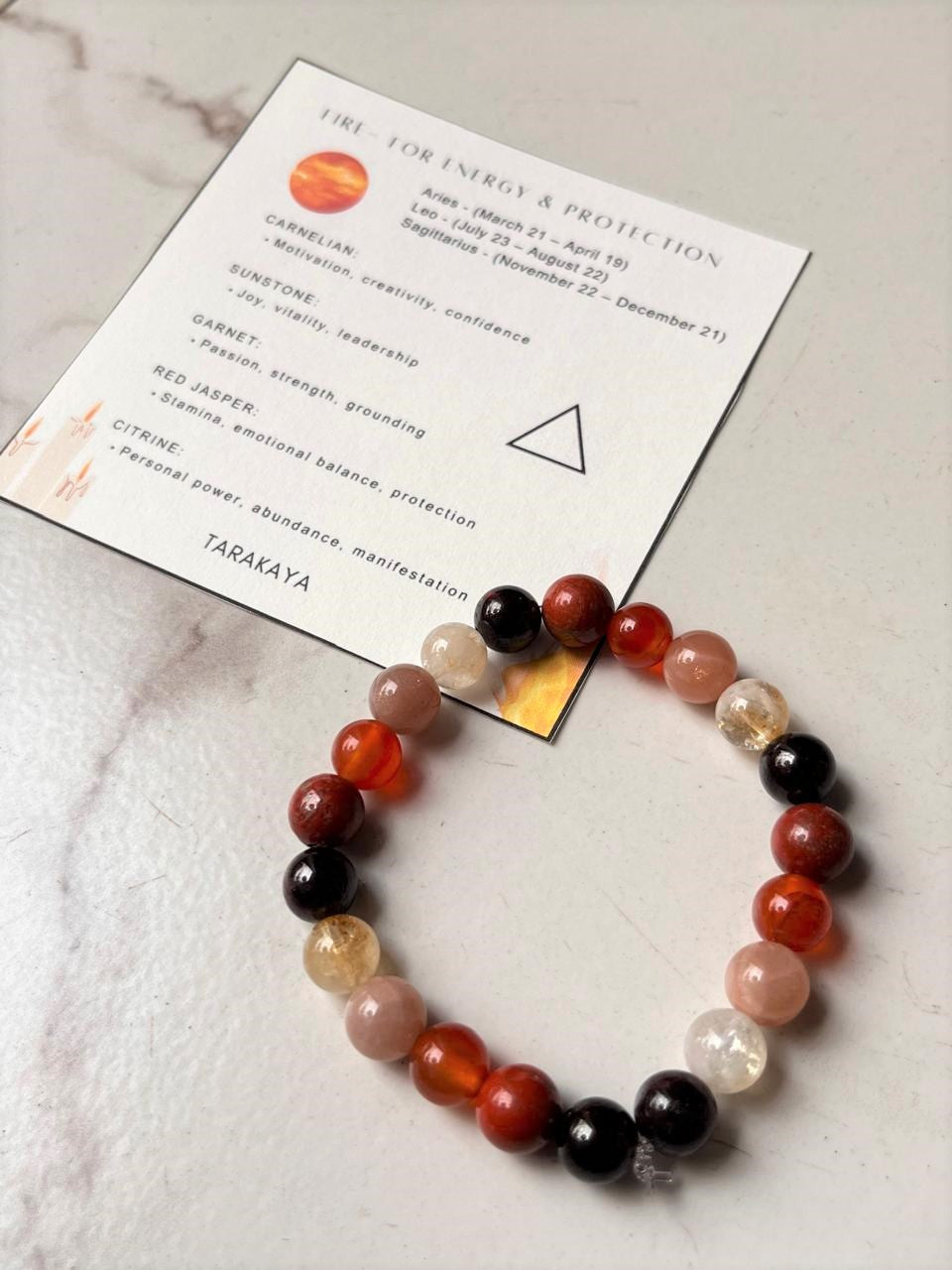 Fire- for Energy & Protection 8mm Natural Crystal Bracelet