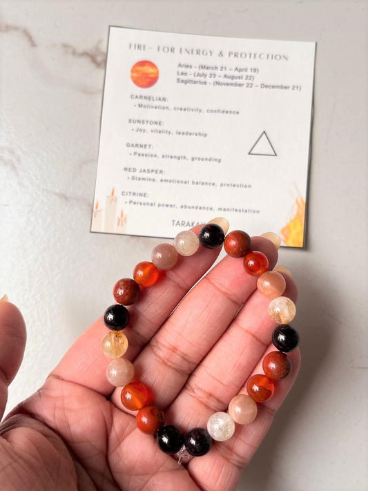 Fire- for Energy & Protection 8mm Natural Crystal Bracelet