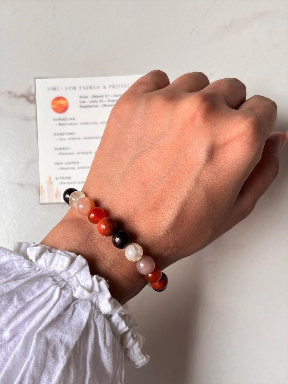 Fire- for Energy & Protection 8mm Natural Crystal Bracelet