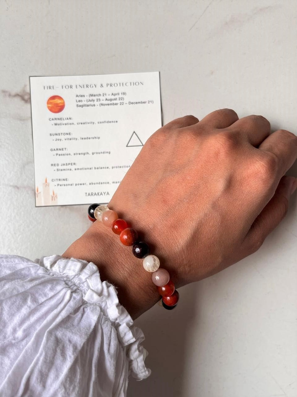 Fire- for Energy & Protection 8mm Natural Crystal Bracelet