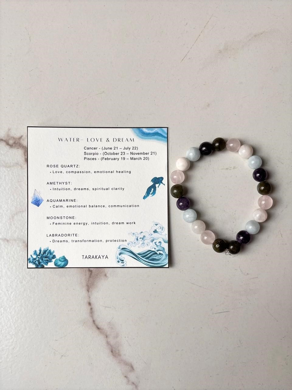 Water- Love & Dream 8mm Natural Crystal Bracelet