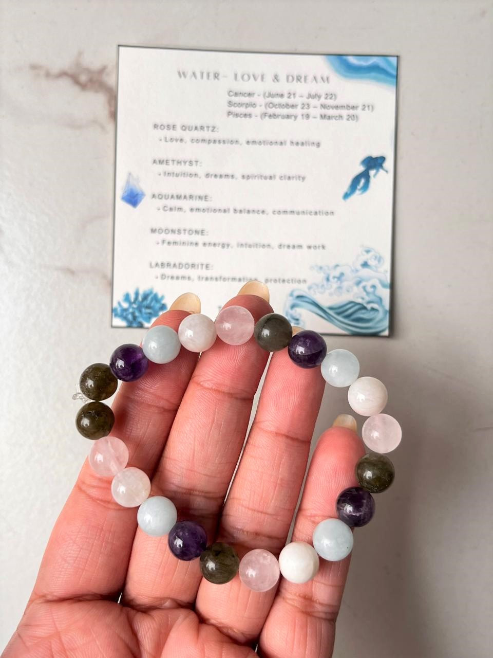Water- Love & Dream 8mm Natural Crystal Bracelet