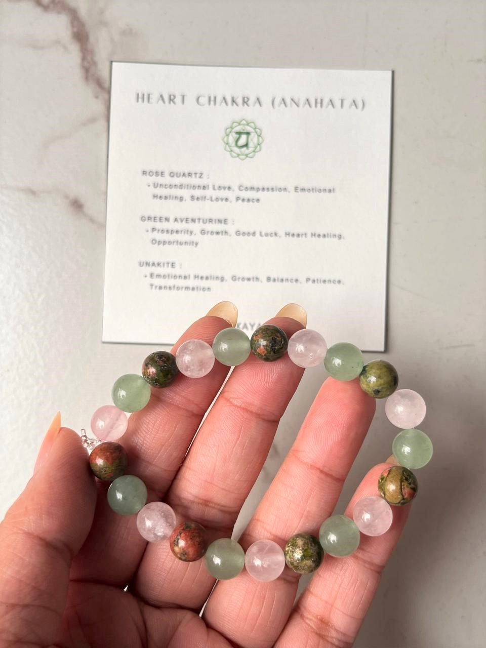 Heart Chakra (Anahata) 8mm Natural Crystal Bracelet