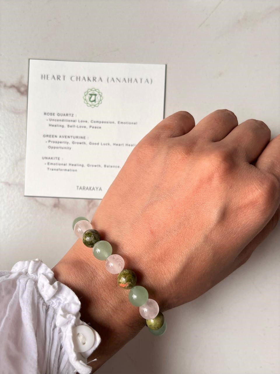 Heart Chakra (Anahata) 8mm Natural Crystal Bracelet