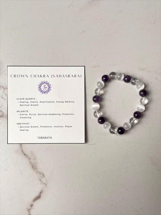 Crown Chakra (Sahasrara) 8mm Natural Crystal Bracelet