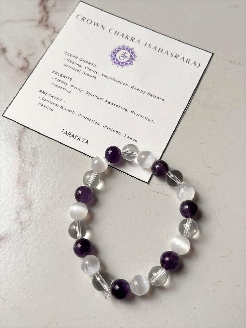 Crown Chakra (Sahasrara) 8mm Natural Crystal Bracelet