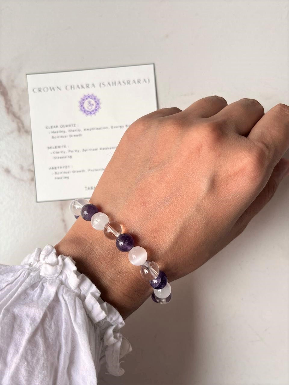 Crown Chakra (Sahasrara) 8mm Natural Crystal Bracelet