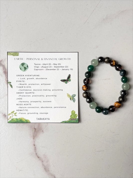 Earth- Personal & Financial Growth 8mm Natural Crystal Bracelet