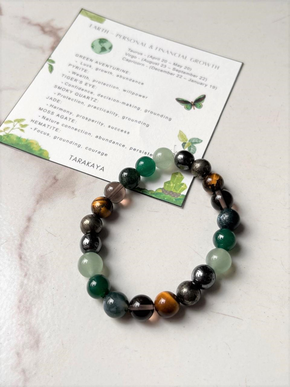 Earth- Personal & Financial Growth 8mm Natural Crystal Bracelet