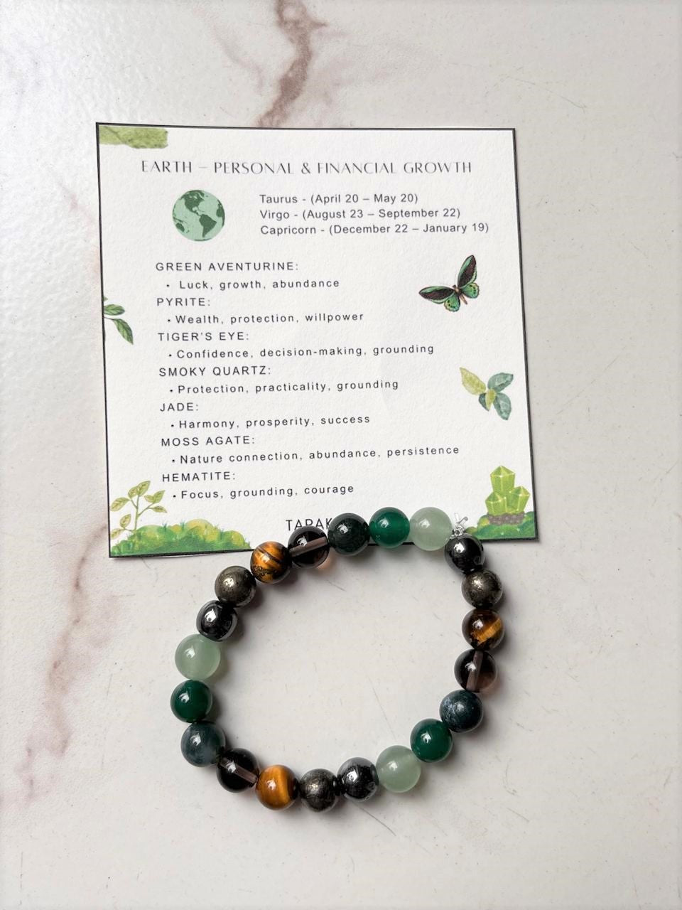Earth- Personal & Financial Growth 8mm Natural Crystal Bracelet