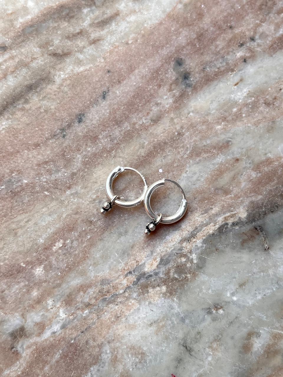 Small Tribal Rawa Charms 925 Sterling Silver Hoops