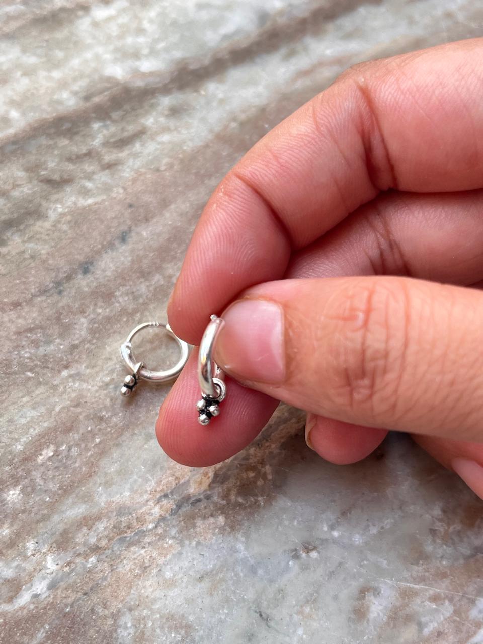 Small Tribal Rawa Charms 925 Sterling Silver Hoops