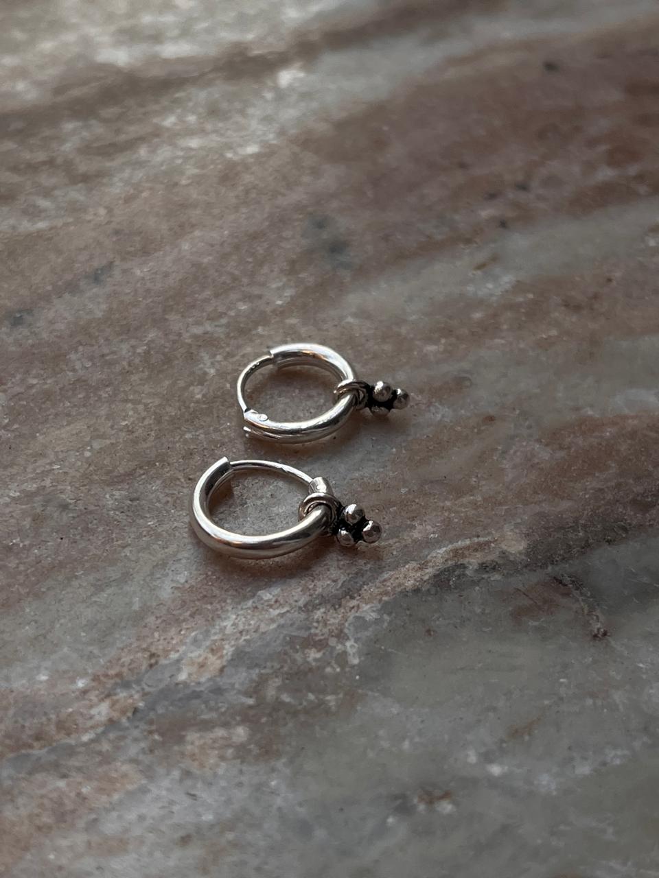 Small Tribal Rawa Charms 925 Sterling Silver Hoops