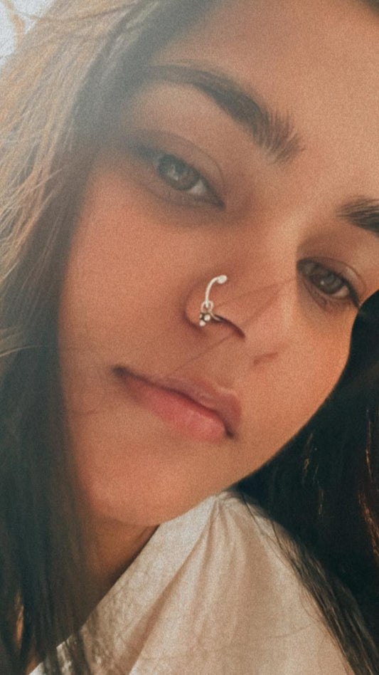 Tribal Rawa Charm 925 Sterling Silver Pierced Nose Ring