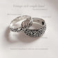 Medium, Thick Vintage Motif Stack Set Couple 925 Sterling Silver Ring