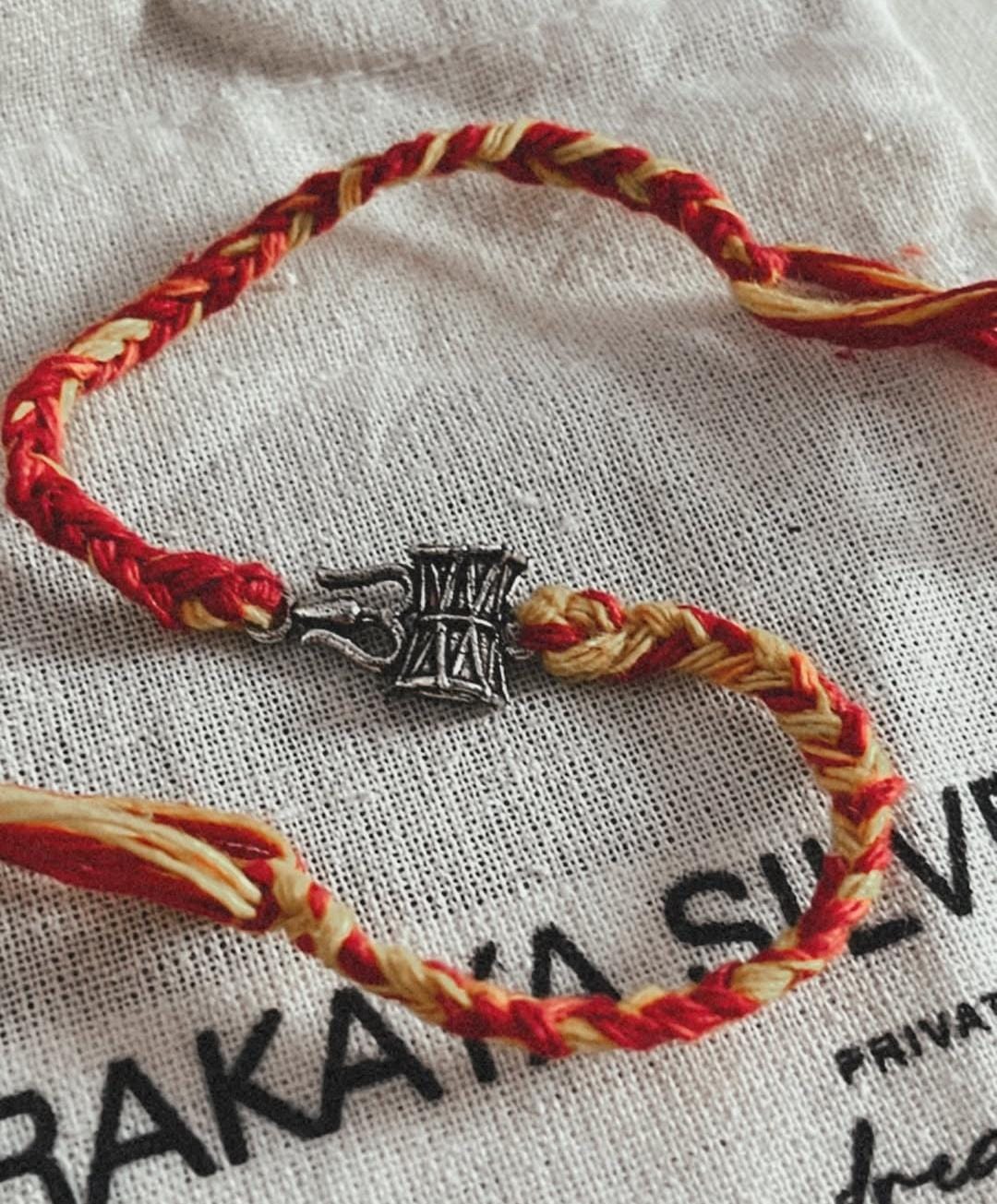 Unique Trishul and Damru Design Rakhi in Sterling Silver 925