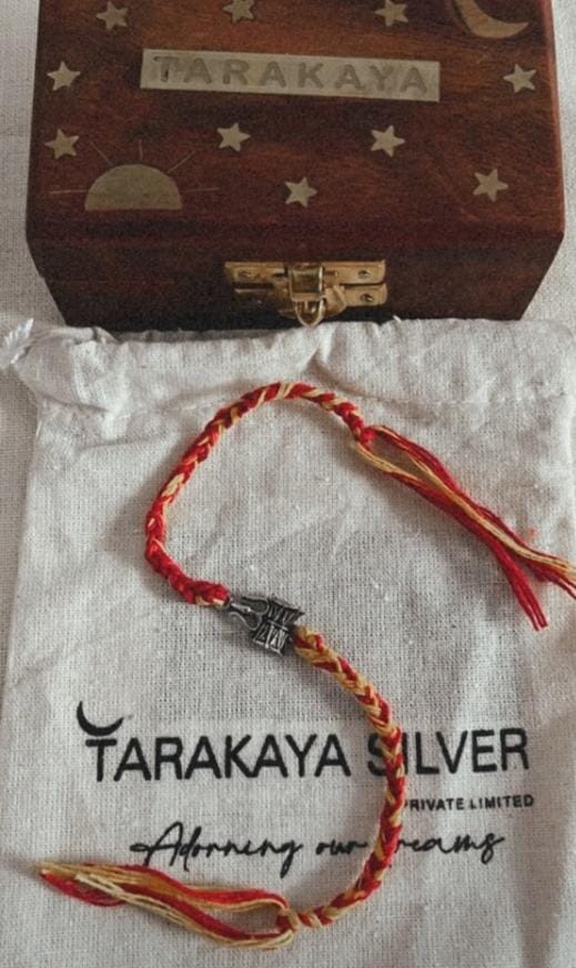  Reusable 925 Sterling Silver Rakhi with Shiva Trishul and Damru Design
